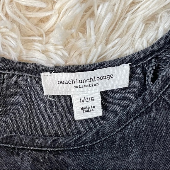 Beach Lunch Lounge Lidia Tiered Shirt Dress Black Long Sleeve elastic wrist SZ L - Picture 7 of 8